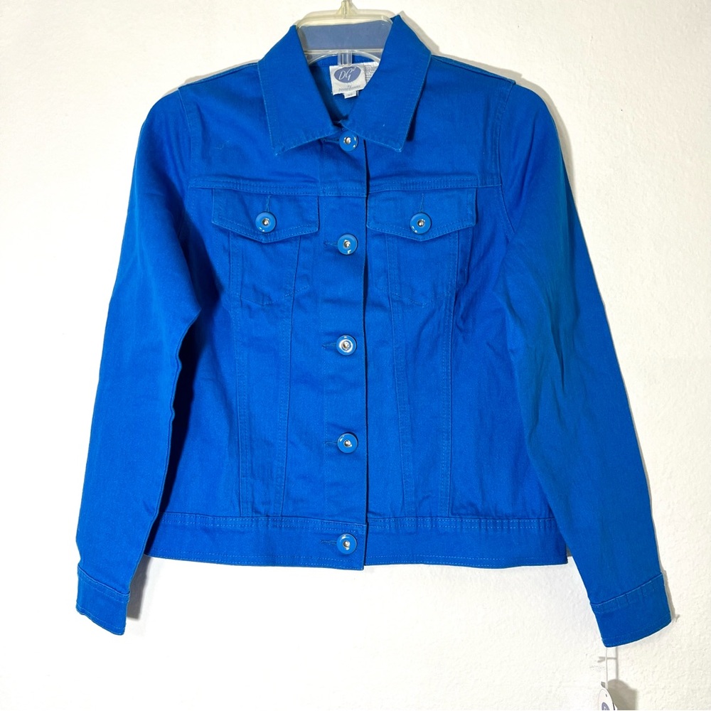 DG2 Diana Gilman Denim Stretch Royal  Blue Jacket Sz XS